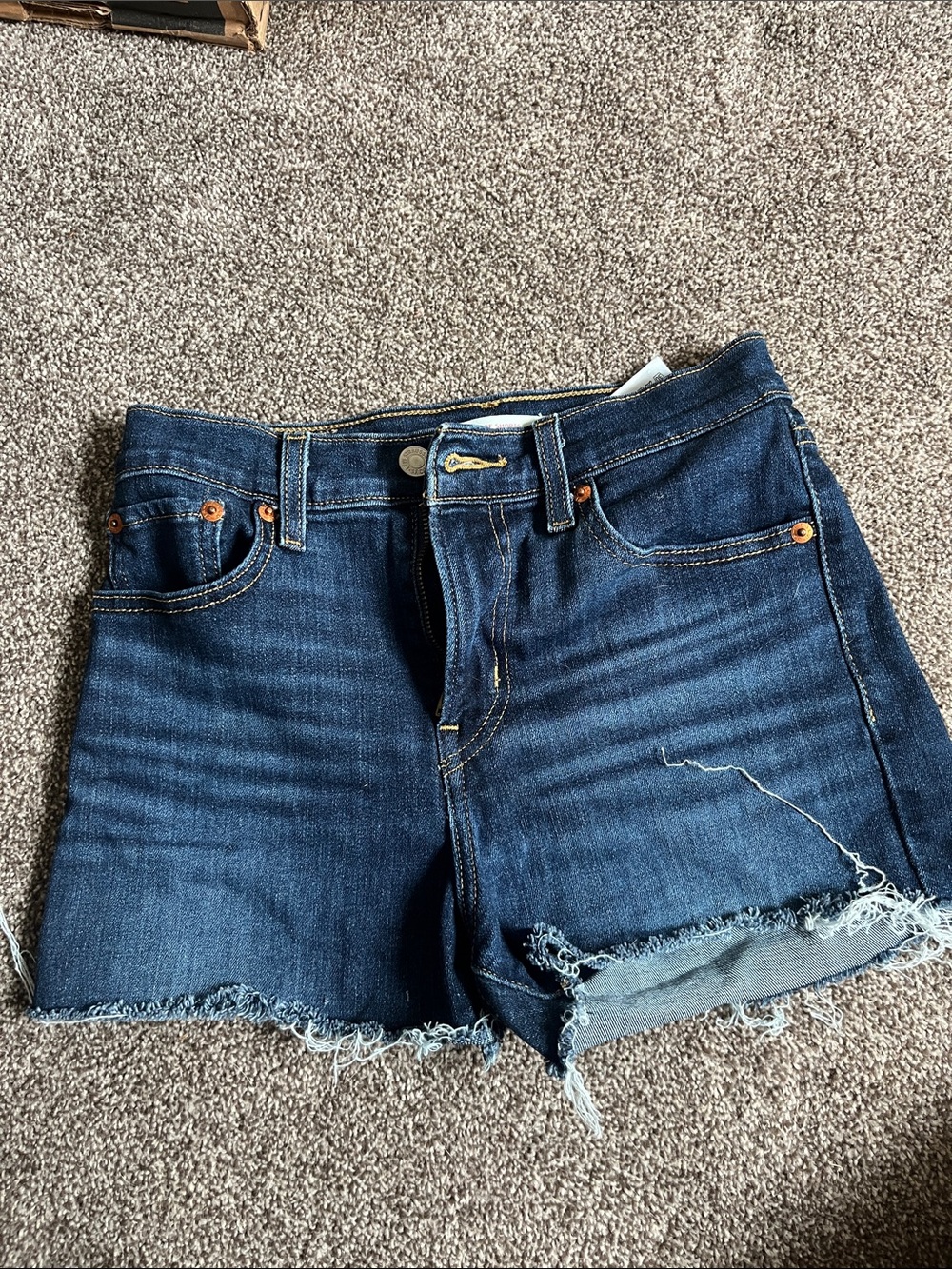 Levi's Dark Blue Distressed Cutoff Jean Shorts